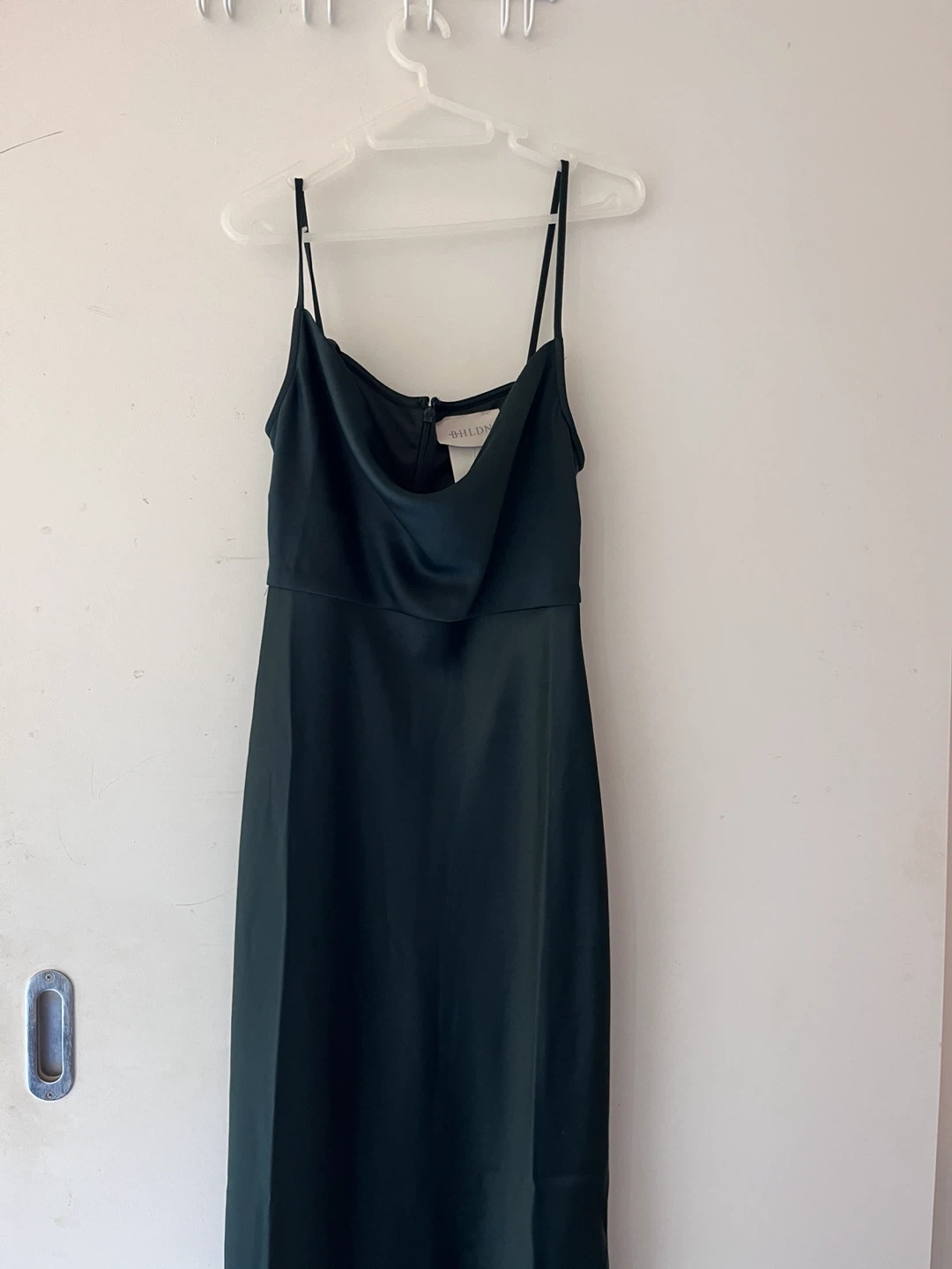 Anthropologie BHLDN Green Satin Slip Dress