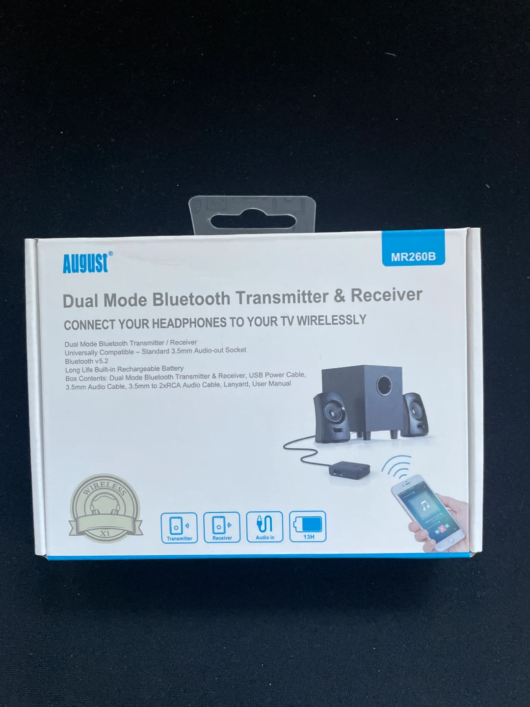 August MR260B Dual Mode Bluetooth Transmitter & Receiver