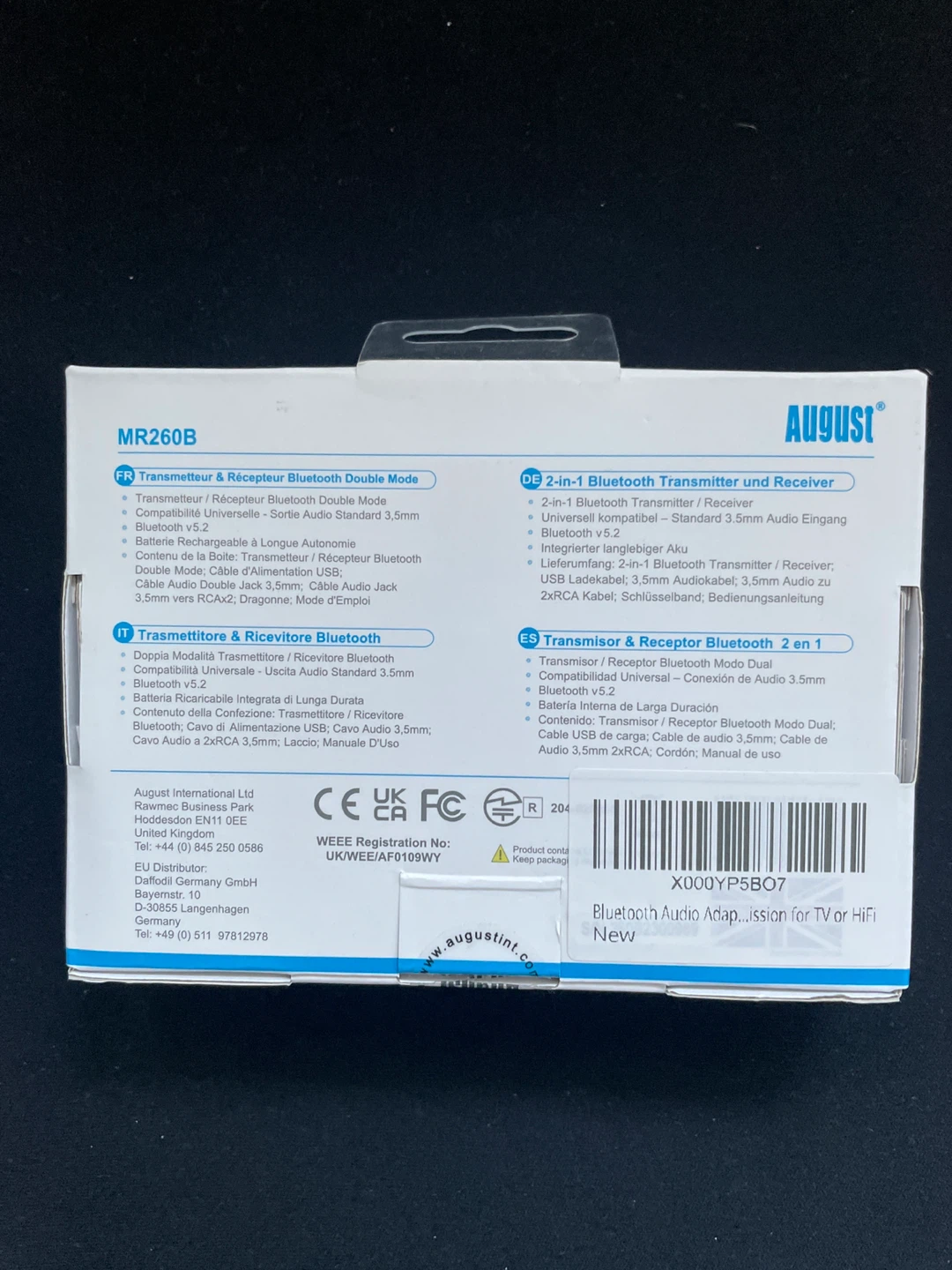 August MR260B Dual Mode Bluetooth Transmitter & Receiver - photo 2