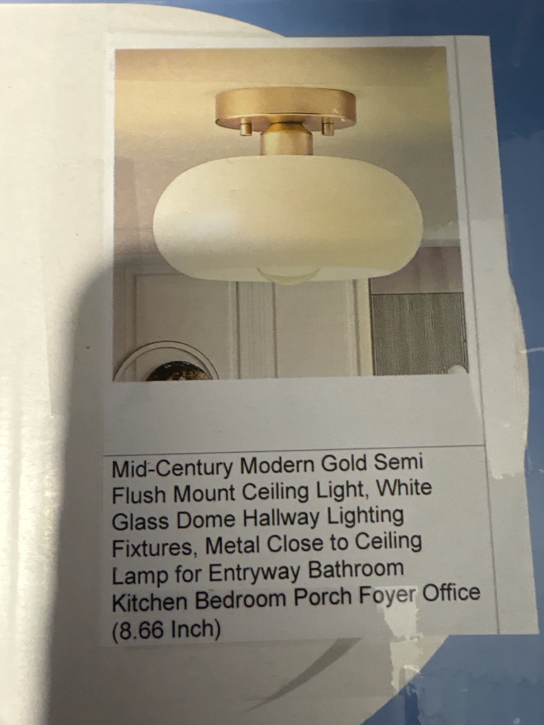 Mid-Century Gold Semi Flush Mount Ceiling Light - 8.66 Inch