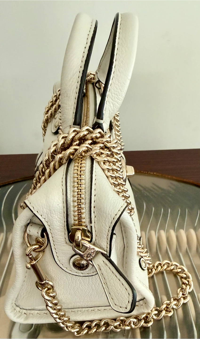 Coach White Leather Chain Shoulder Bag - photo 4