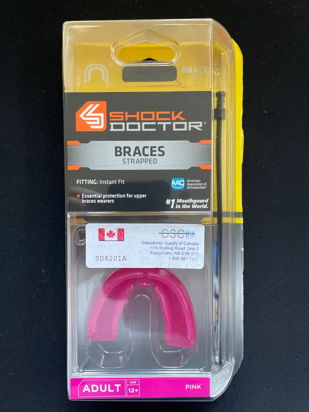 Shock Doctor Braces Strapped Mouthguard - Adult - Pink