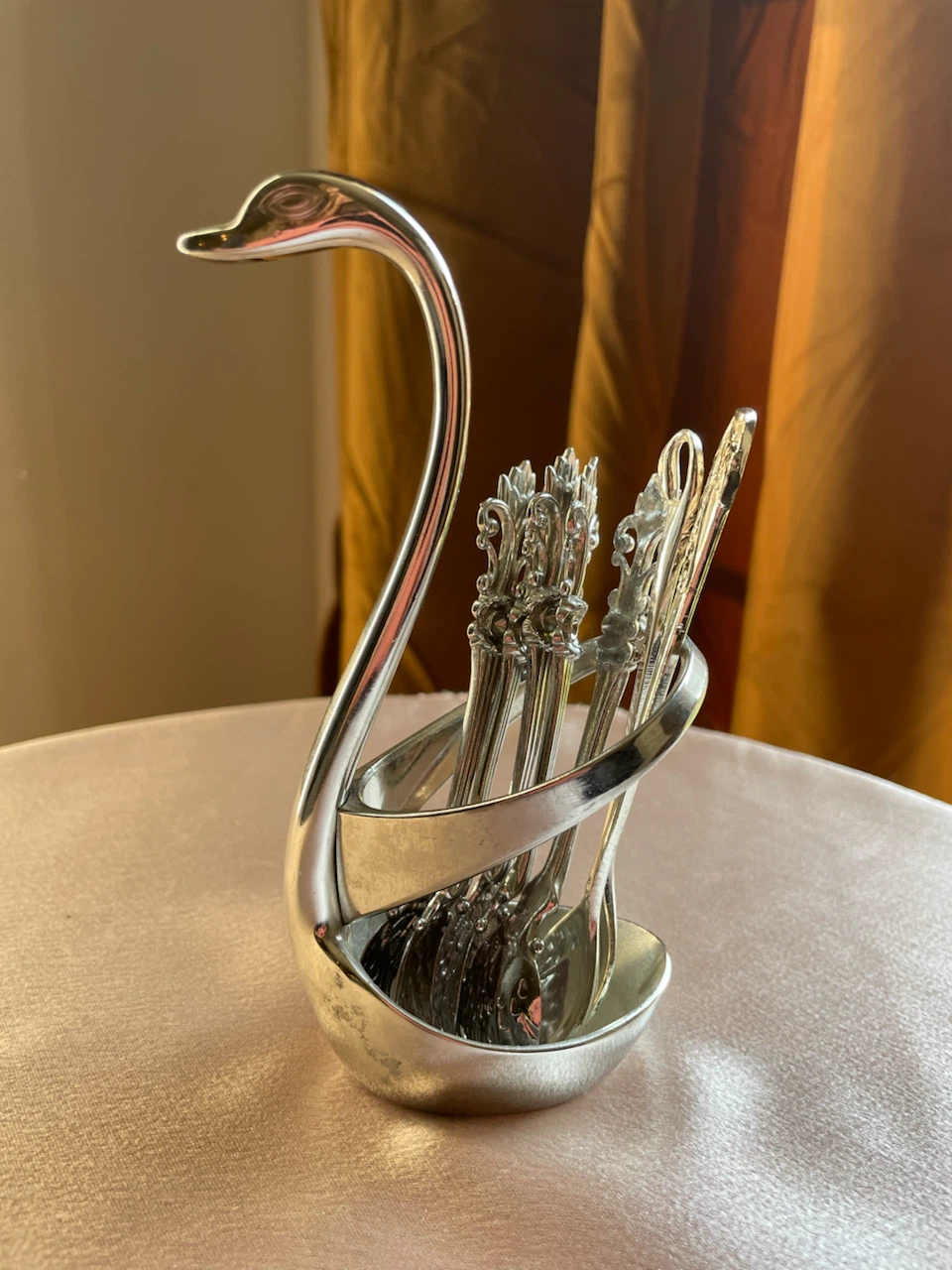 Swan Spoon Holder with 7 Spoons
