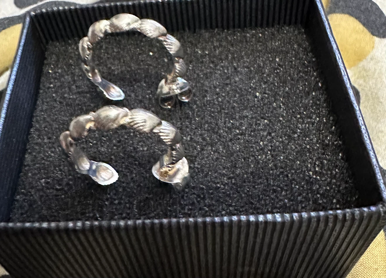 Sterling silver 925 Hoop Earrings shells - photo 4