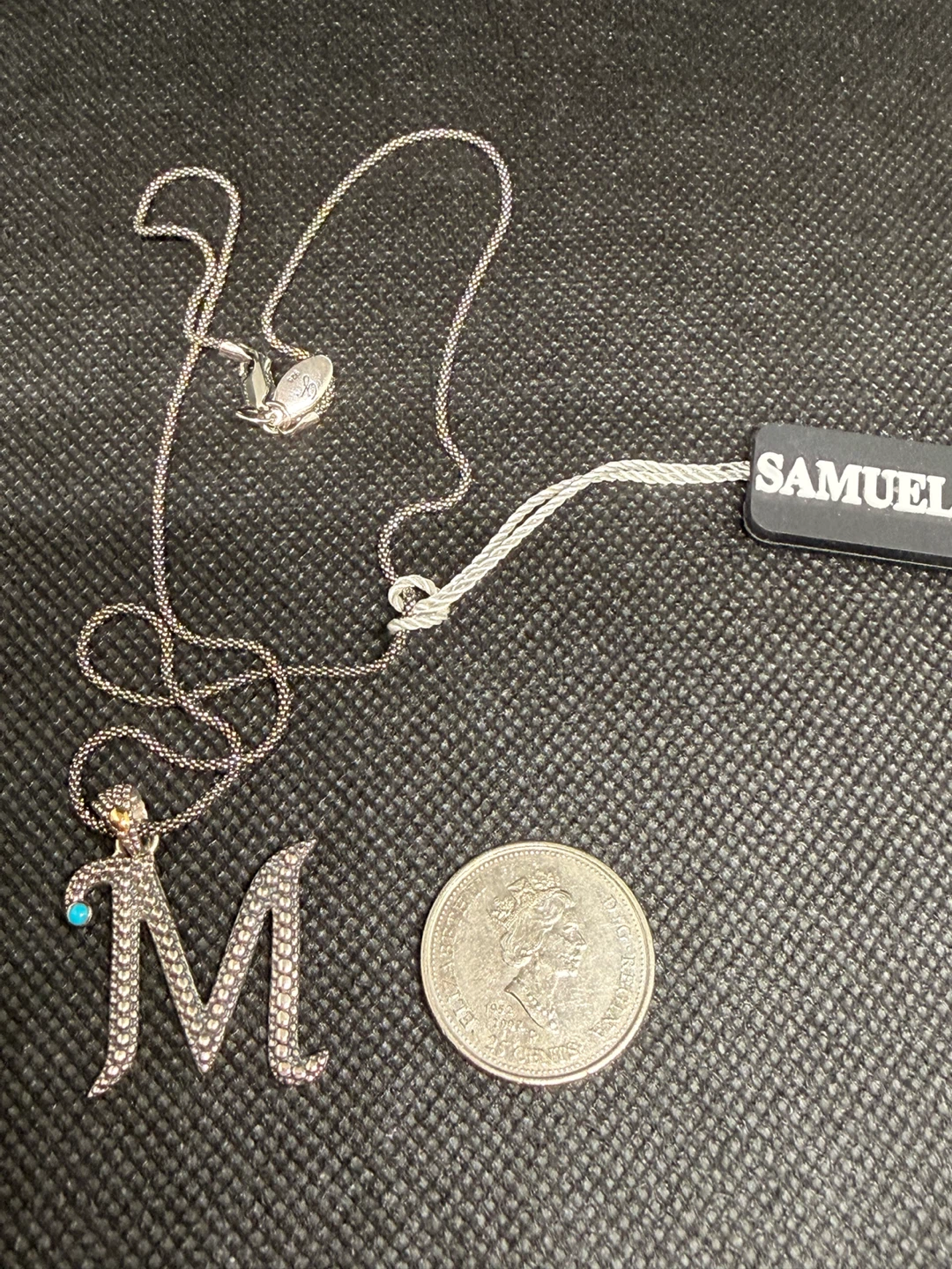 Samuel B Sterling silver 925 M Letter Pendant Necklace - photo 2