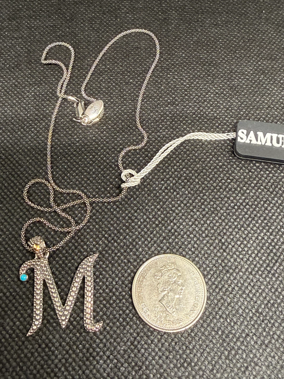 Samuel B Sterling silver 925 M Letter Pendant Necklace - photo 3