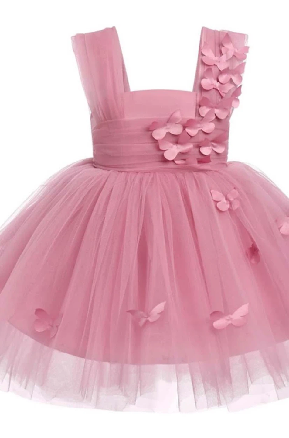 Pink Tulle Dress with Butterfly Appliqués