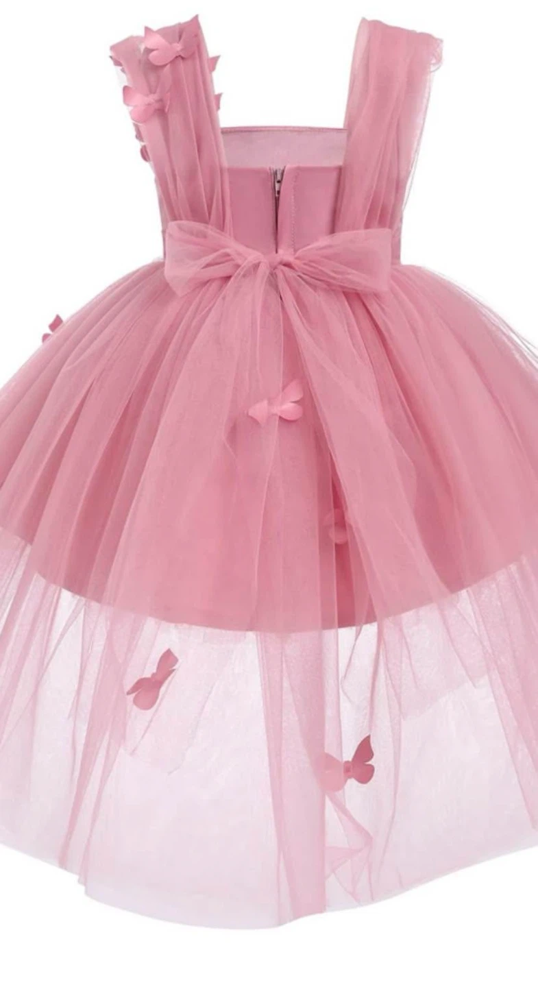 Pink Tulle Dress with Butterfly Appliqués - photo 3