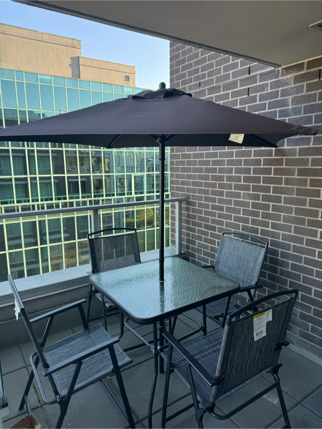 Patio set with umbrella