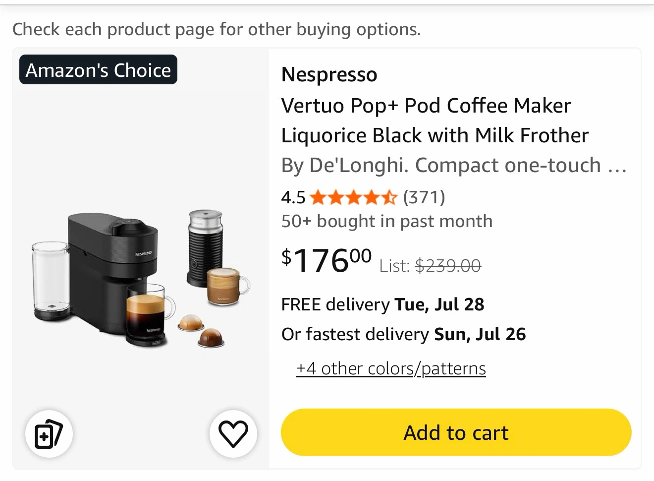 Nespresso Vertuo Pop+ Coffee Maker - Liquorice Black
