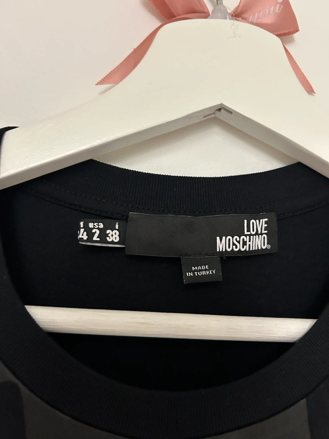 Love Moschino Black Heart & Logo T-Shirt - Size 38 - photo 2