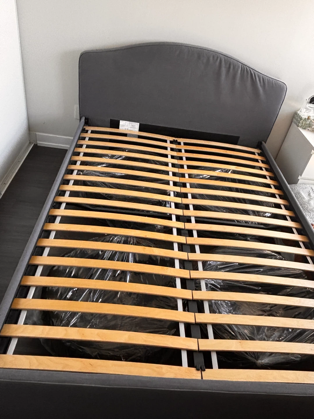 IKEA HAUGA Queen Upholstered Bed Frame – Gray with Free Delivery - photo 3