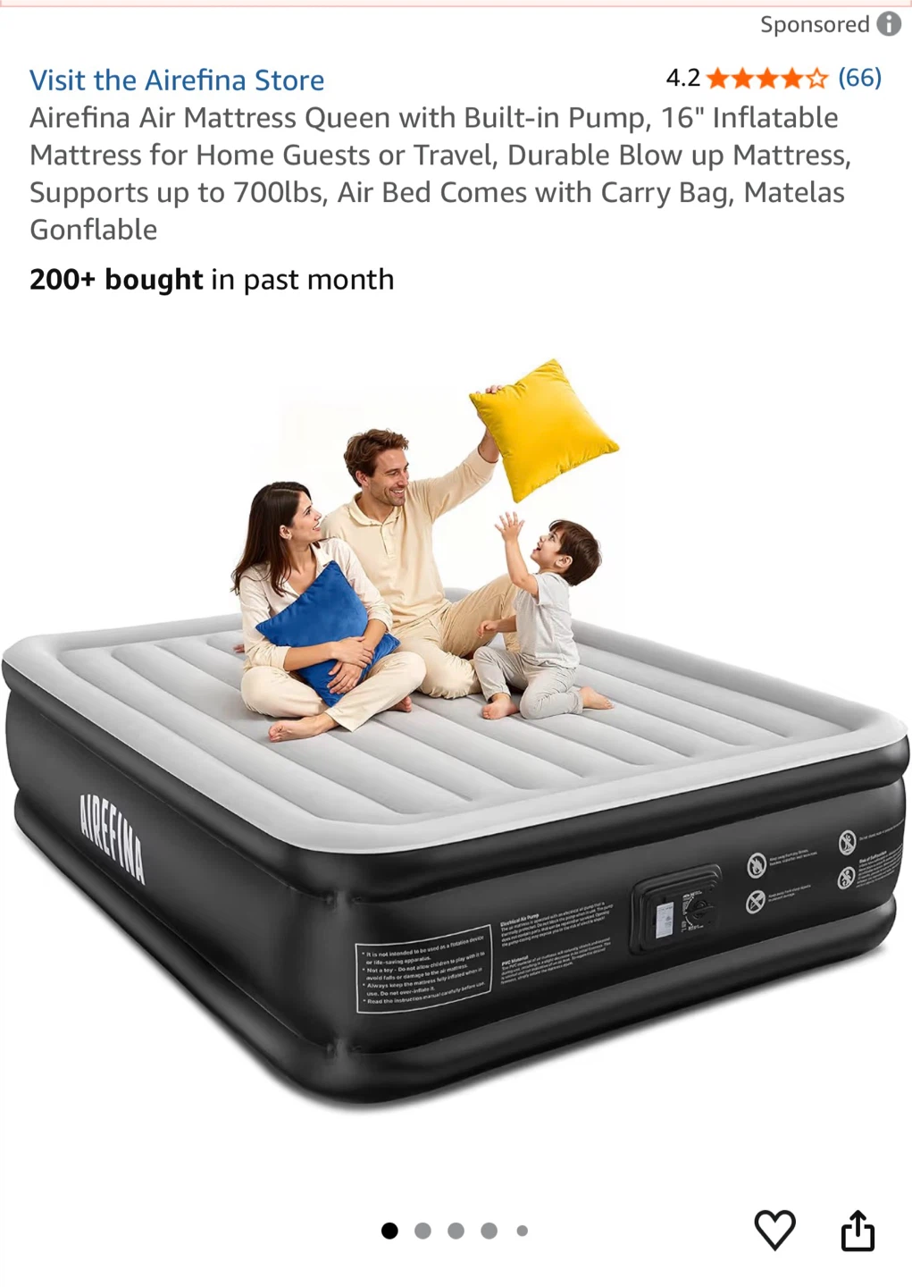 Airefina Air Mattress Queen with Built-in Pump - photo 3