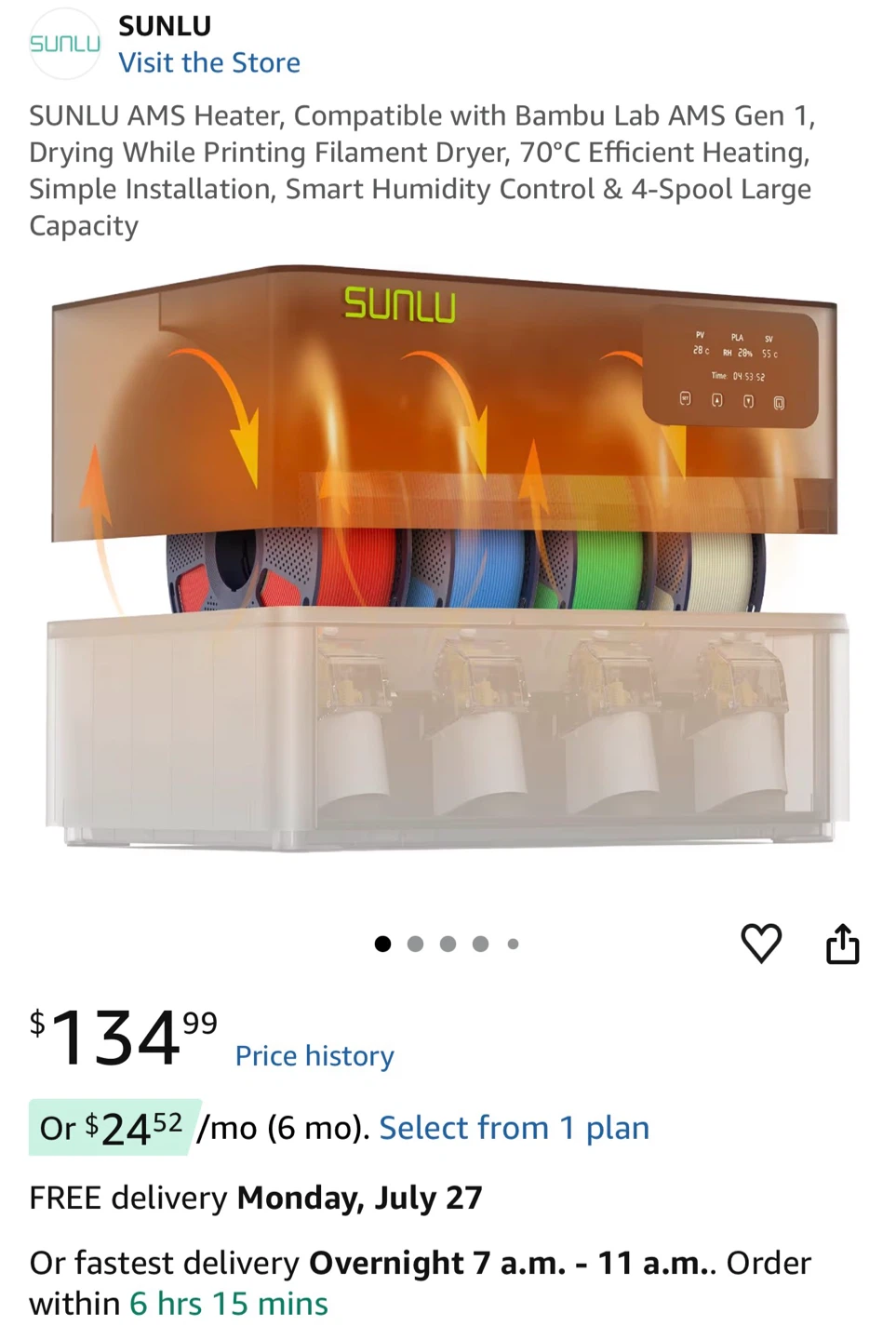 SUNLU AMS Heater for Bambu Lab AMS Gen 1