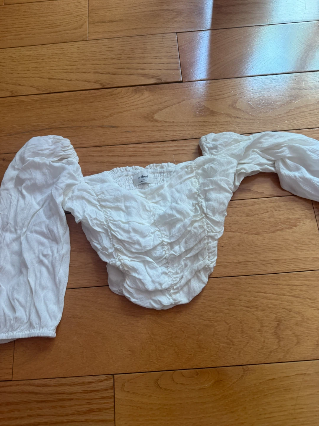 Wilfred White Ruched Off-Shoulder Top - photo 2