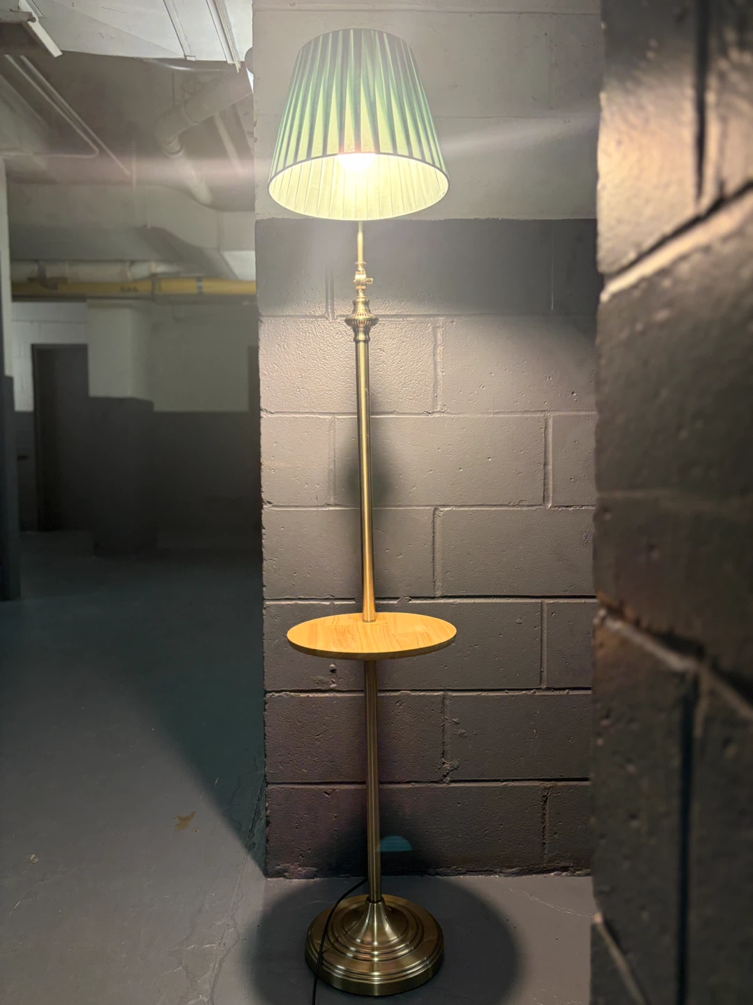 Vintage Floor Lamp with Built-in Table