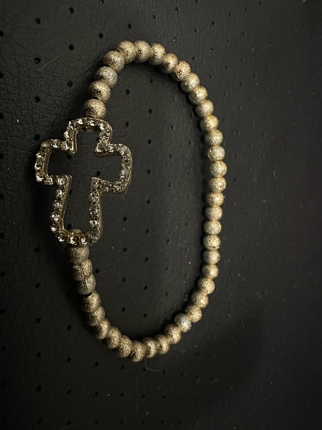 Beaded Bracelet with Rhinestone Cross Charm