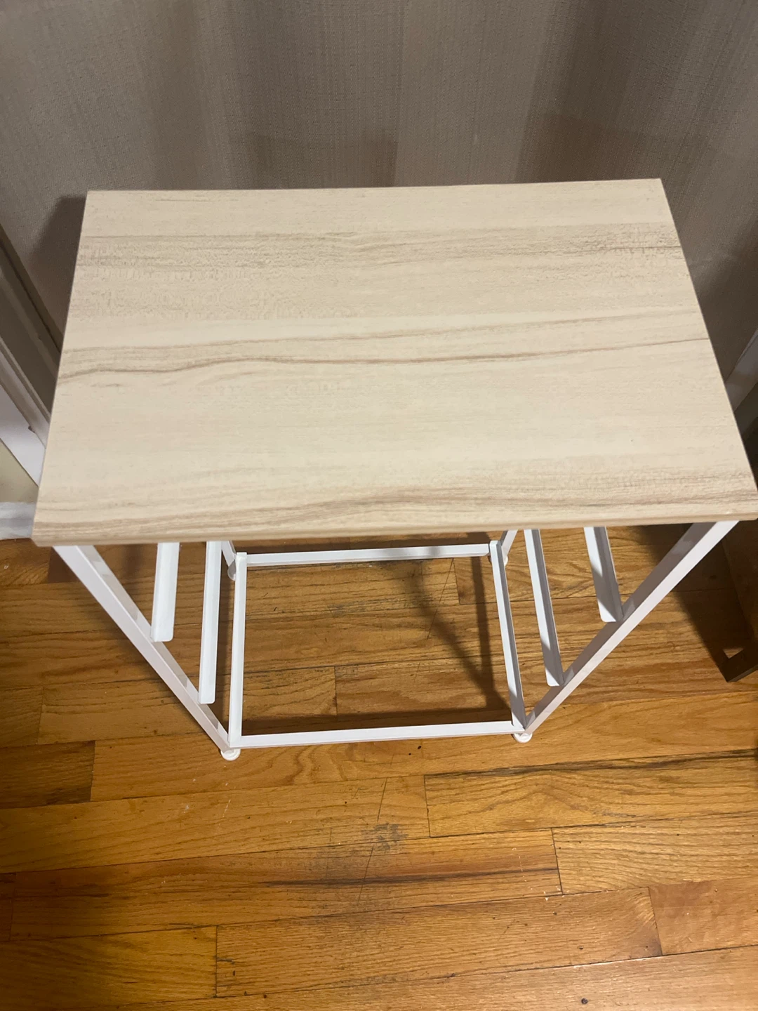 Wooden Top Side Table with White Metal Frame - photo 2