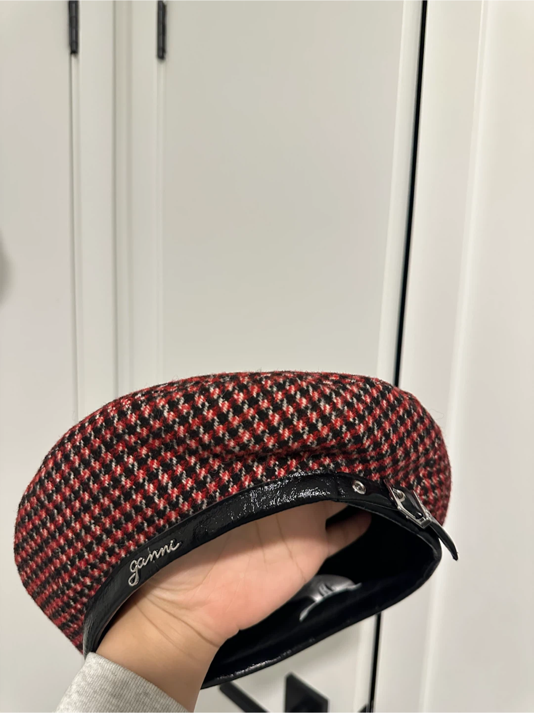 Ganni Houndstooth Beret