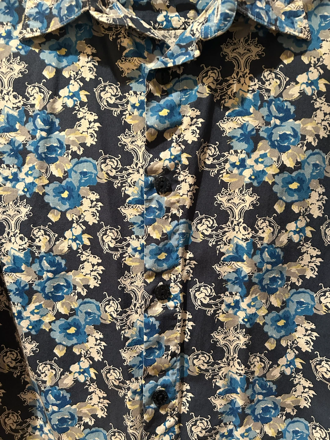 GUESS Blue Floral Long Sleeve Button-Up Shirt Men's Size L - photo 2