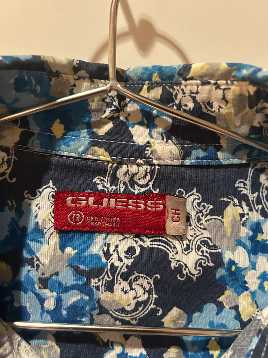 GUESS Blue Floral Long Sleeve Button-Up Shirt Men's Size L - photo 3