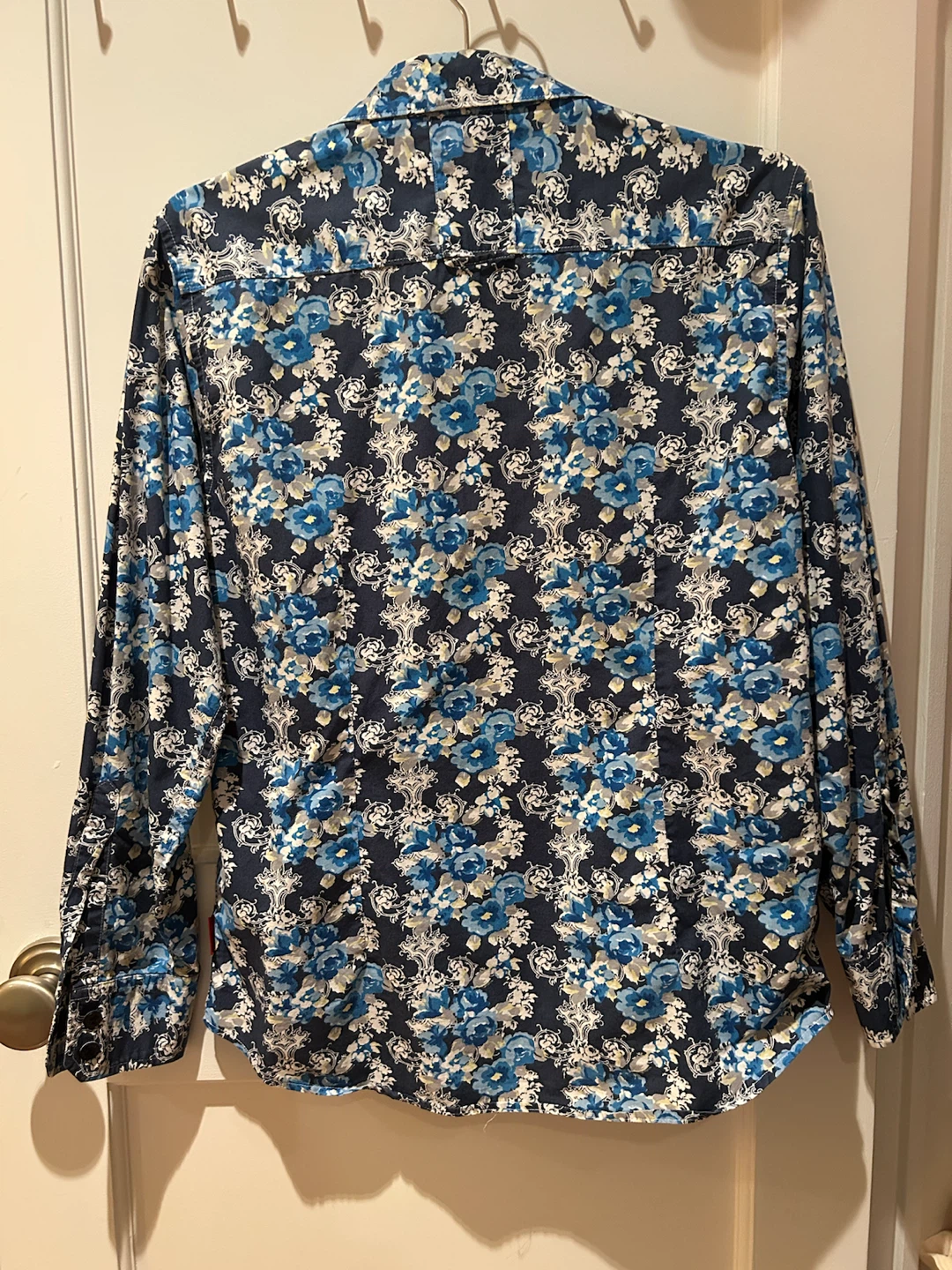 GUESS Blue Floral Long Sleeve Button-Up Shirt Men's Size L - photo 4