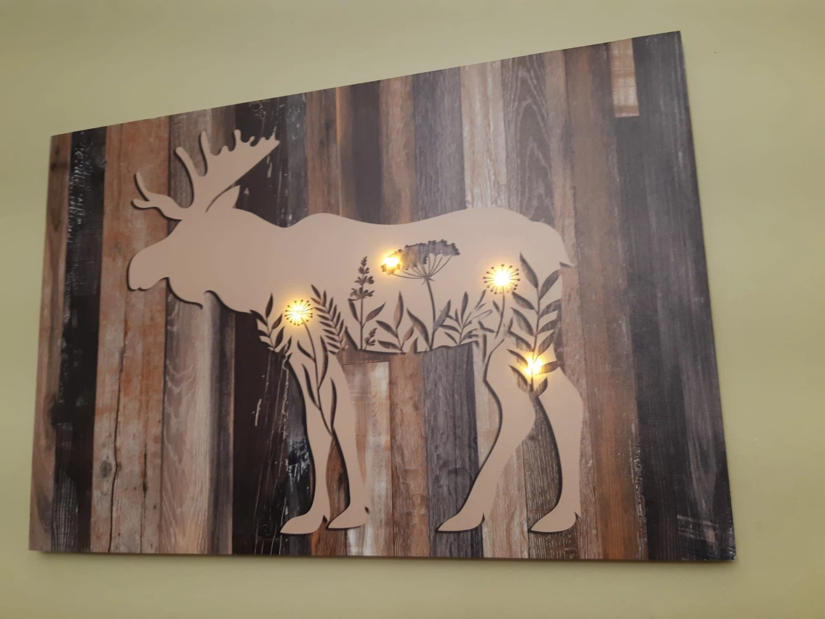 Moose Silhouette Canvas Wall Art with Lights