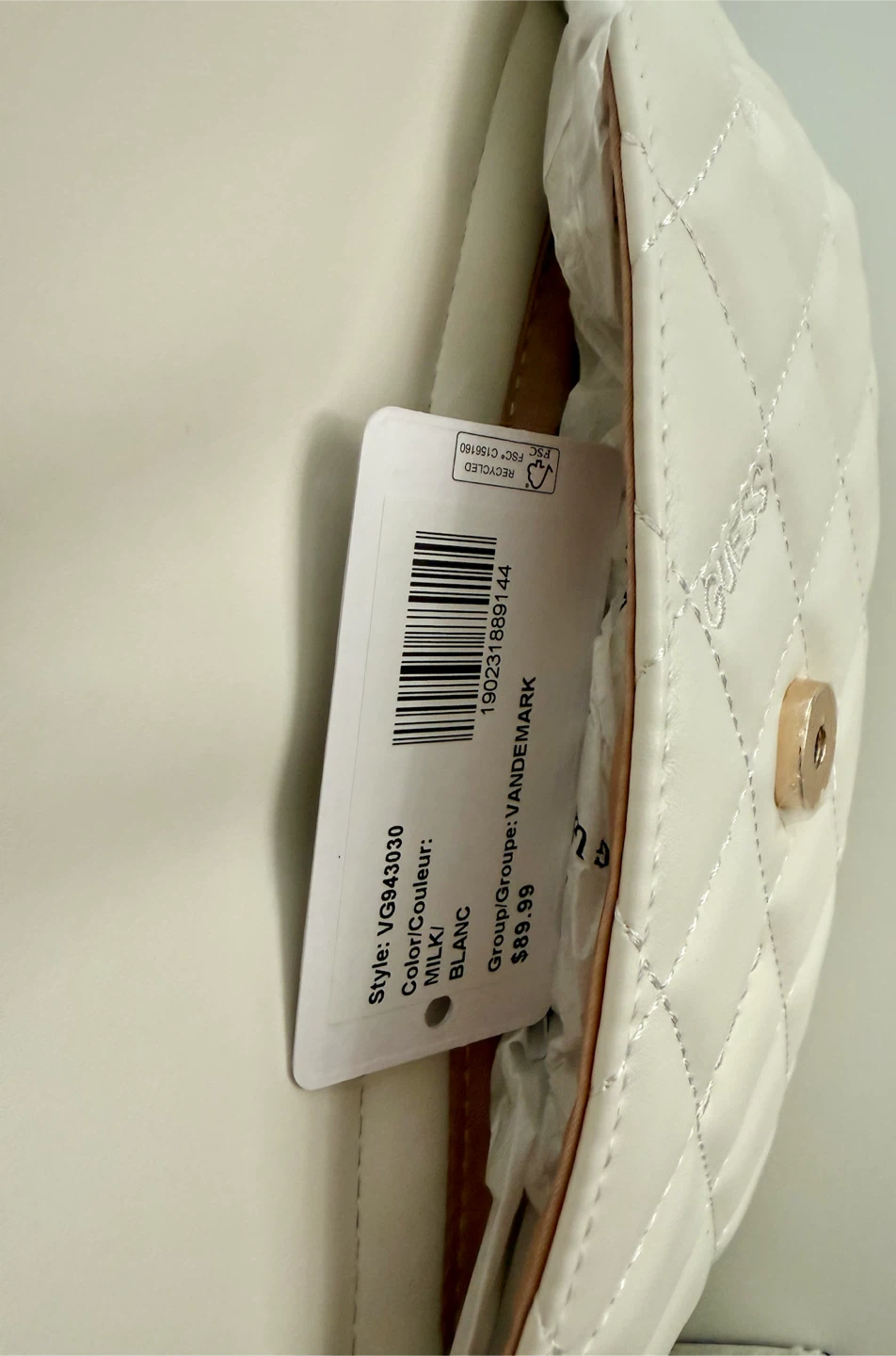 New White GUESS Quilted Backpack - photo 3