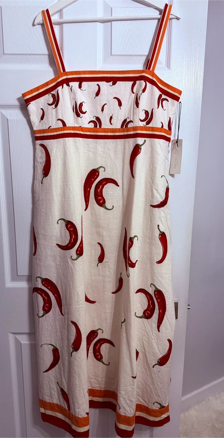 Rachel Zoe Chili Pepper Print Linen Blend Maxi Dress - photo 2