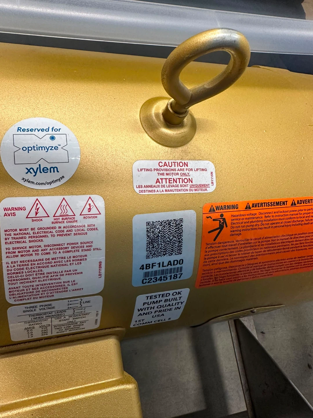 Xylem Optimyze Water Pump Motor - photo 5