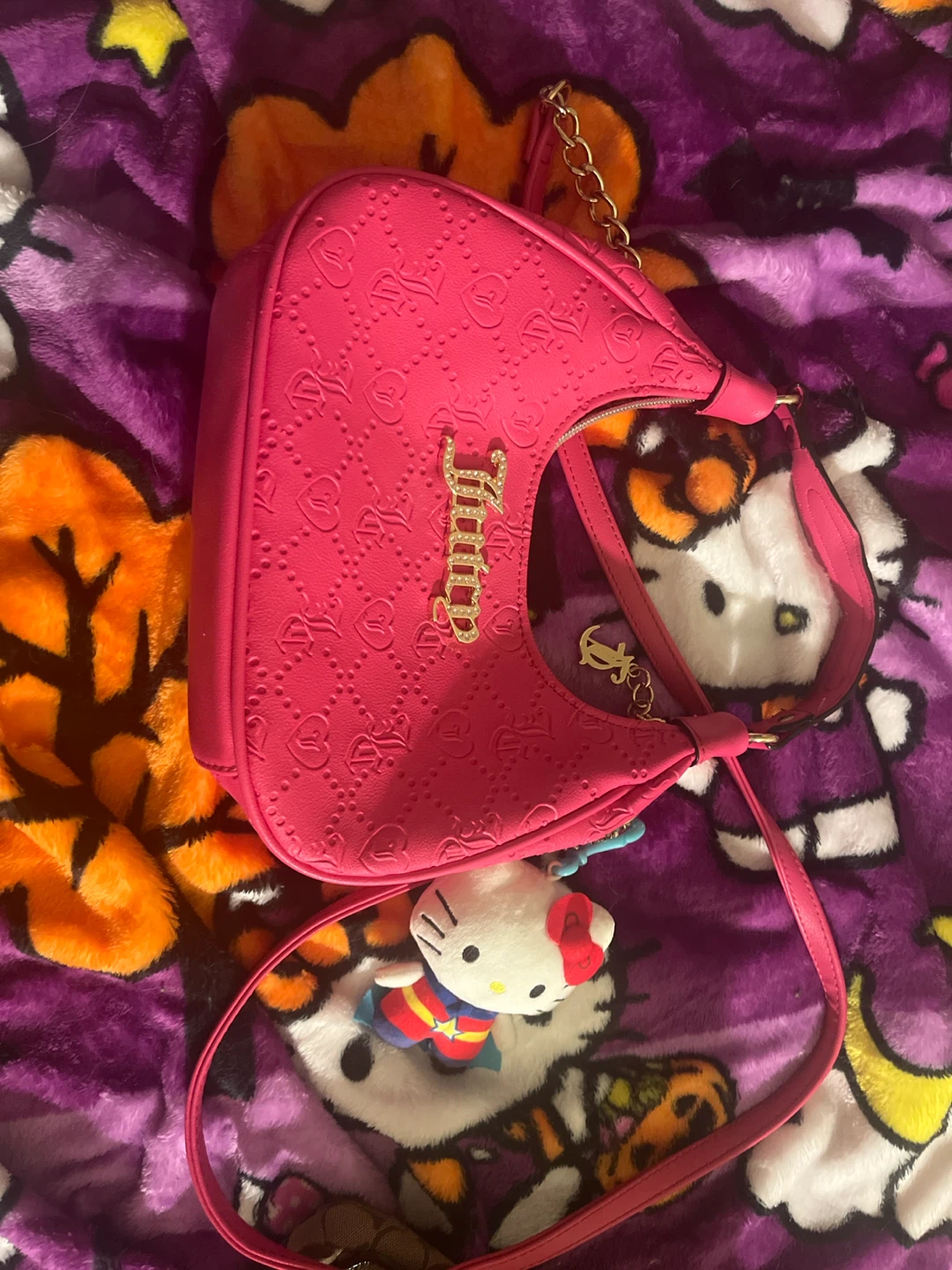 Juicy Couture Pink Shoulder Bag with Hello Kitty Charm