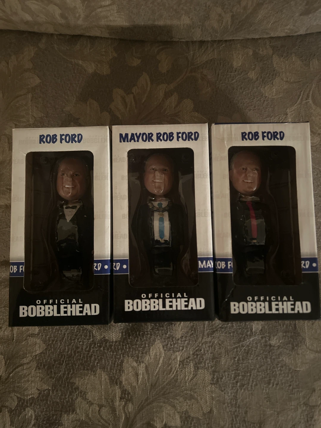 Lot of 3 SIGNED AND SEALED Rob Ford Official Bobbleheads