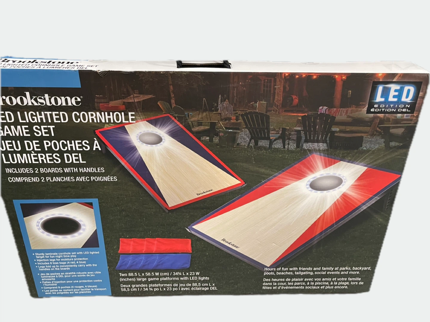 Brookstone LED Lighted Cornhole Game Set
