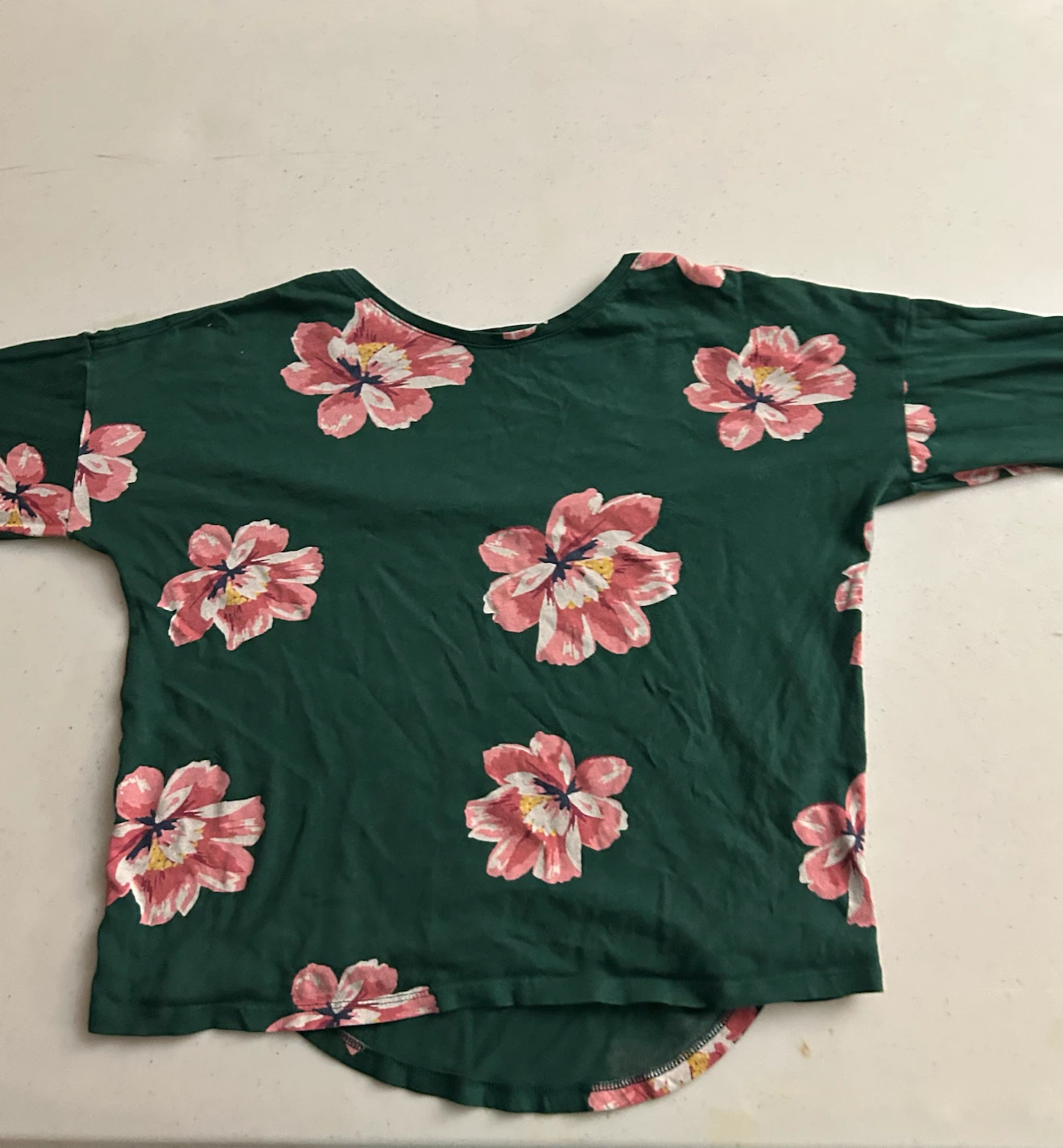 Old Navy Green Top with Pink Flowers Kids 10/12