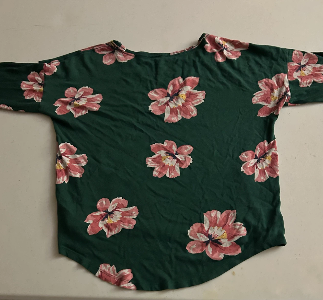 Old Navy Green Top with Pink Flowers Kids 10/12 - photo 2