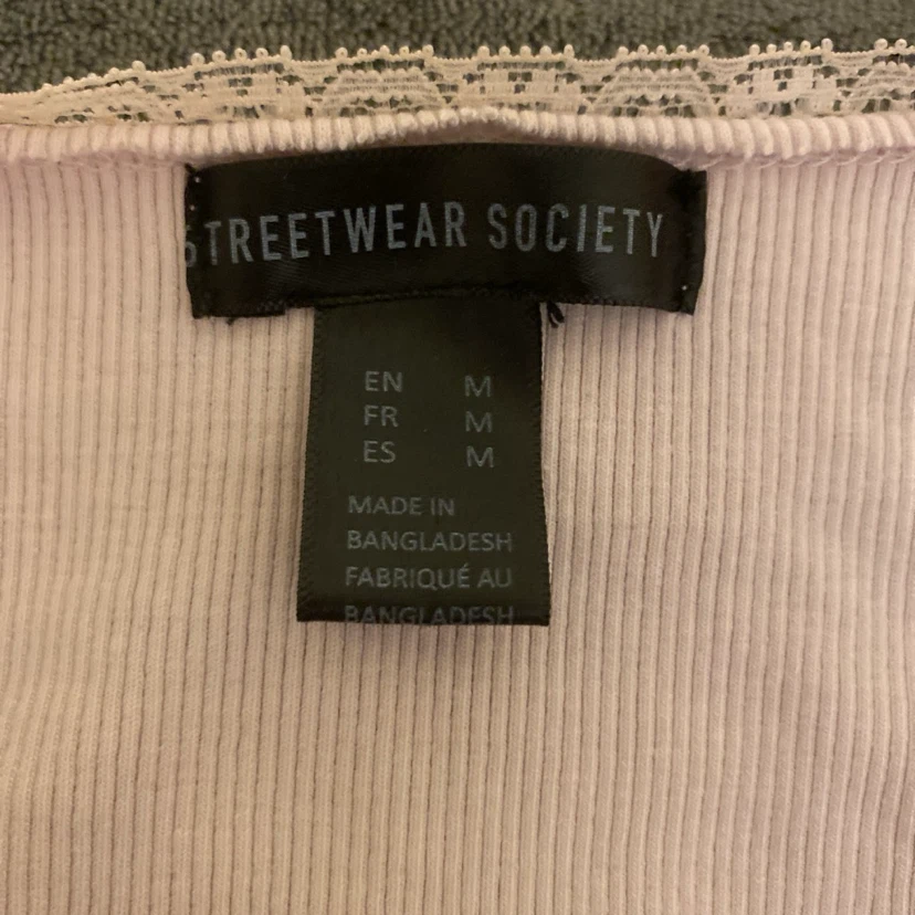Streetwear Society Ribbed Lace Trim Top - Size M - photo 2