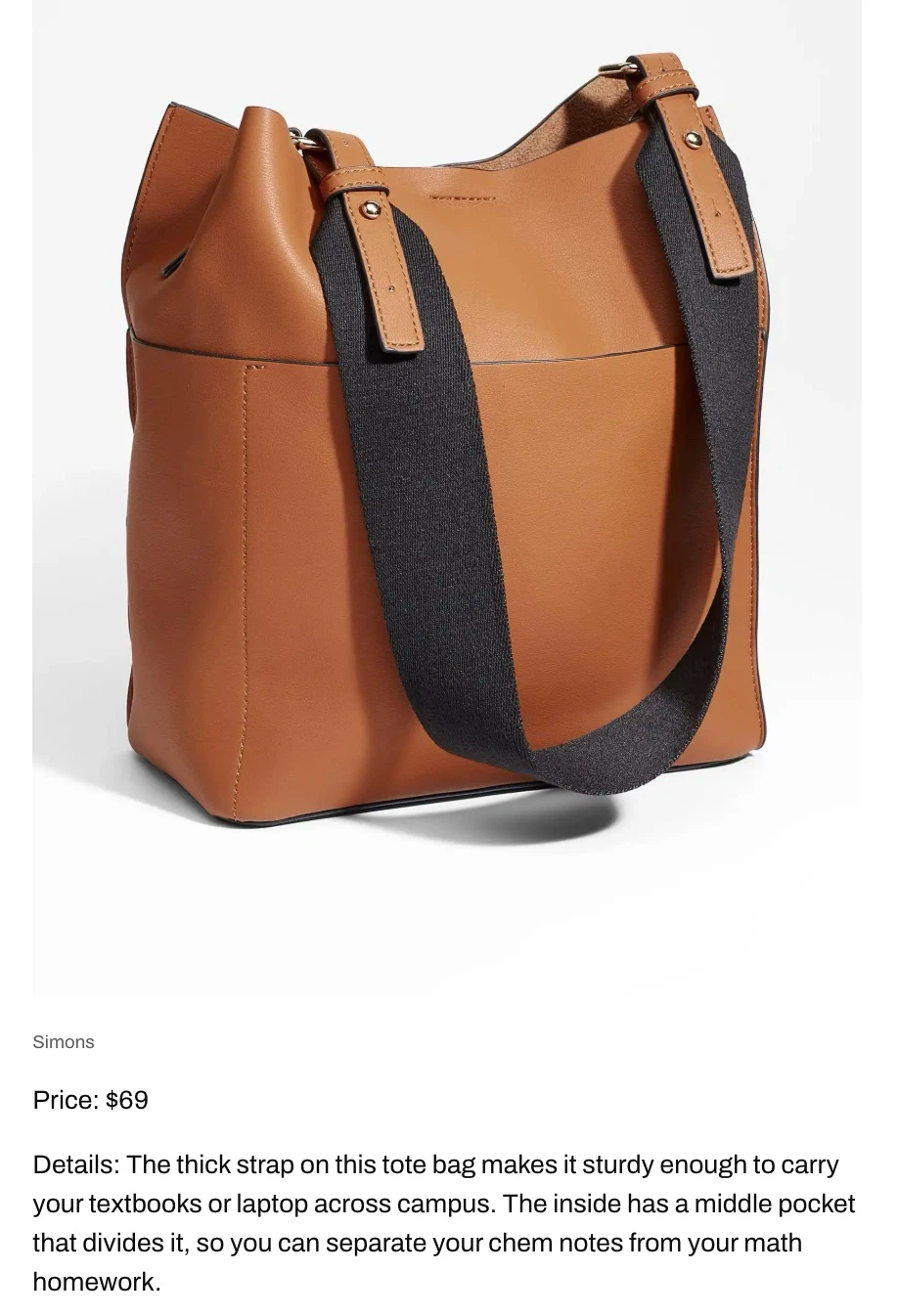 Simons Brown Leather Tote Bag with Pouch