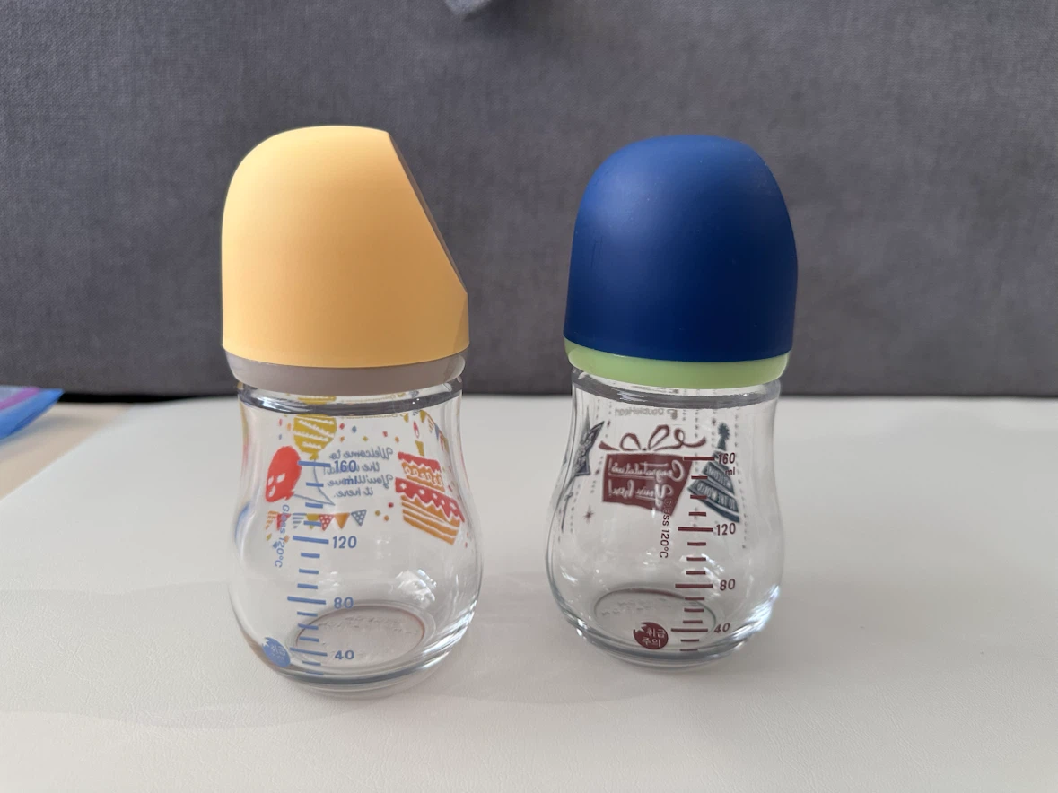 Pigeon (Double Heart) Glass Bottles + Lansinoh Nipples - photo 2