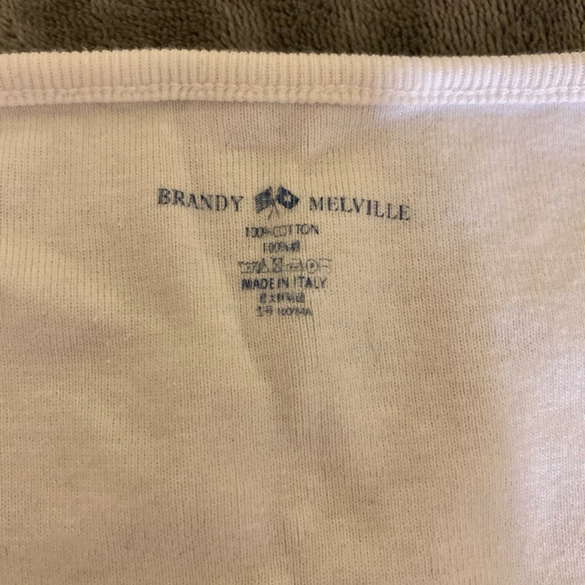 White Brandy Melville Cotton T-Shirt With Cinched Middle - photo 3