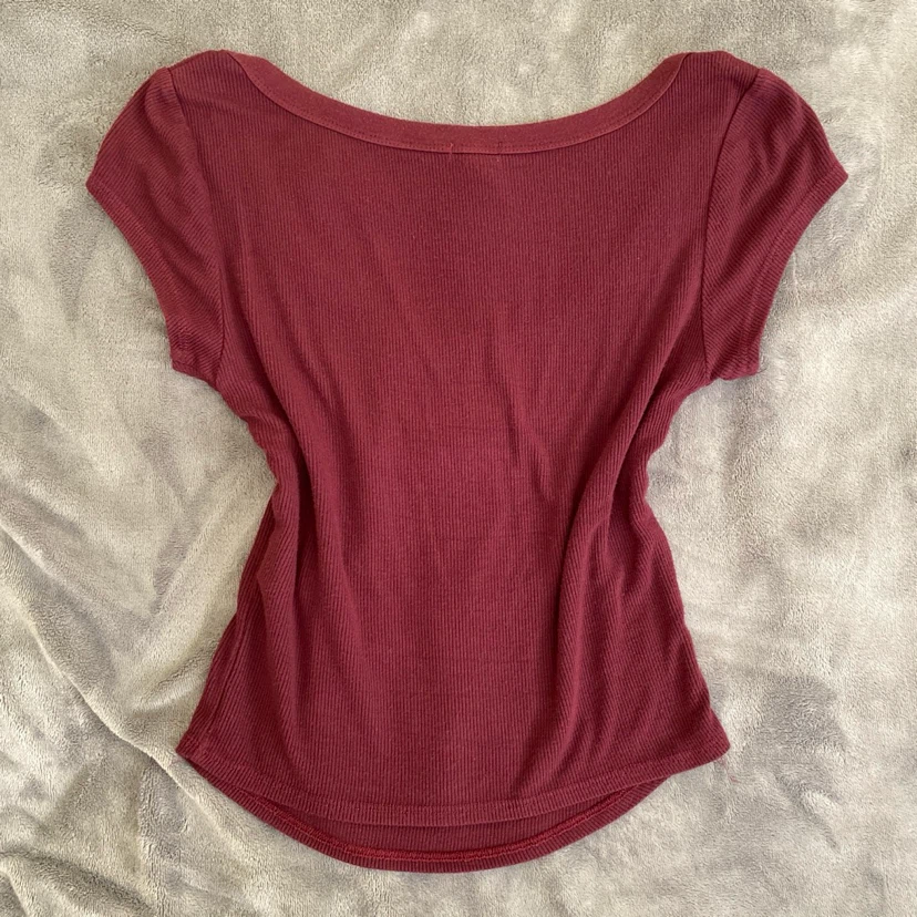 Garage Ribbed Short Sleeve Top - Burgundy - P/S - photo 2