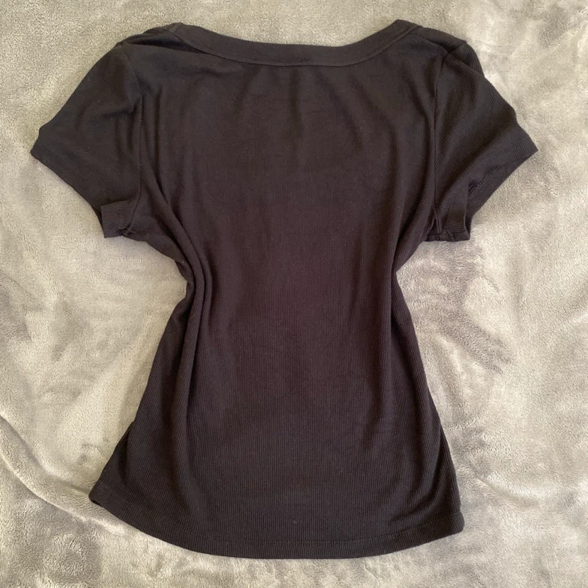 Cotton:On Black Ribbed Scoop Neck Top - Size M - photo 2