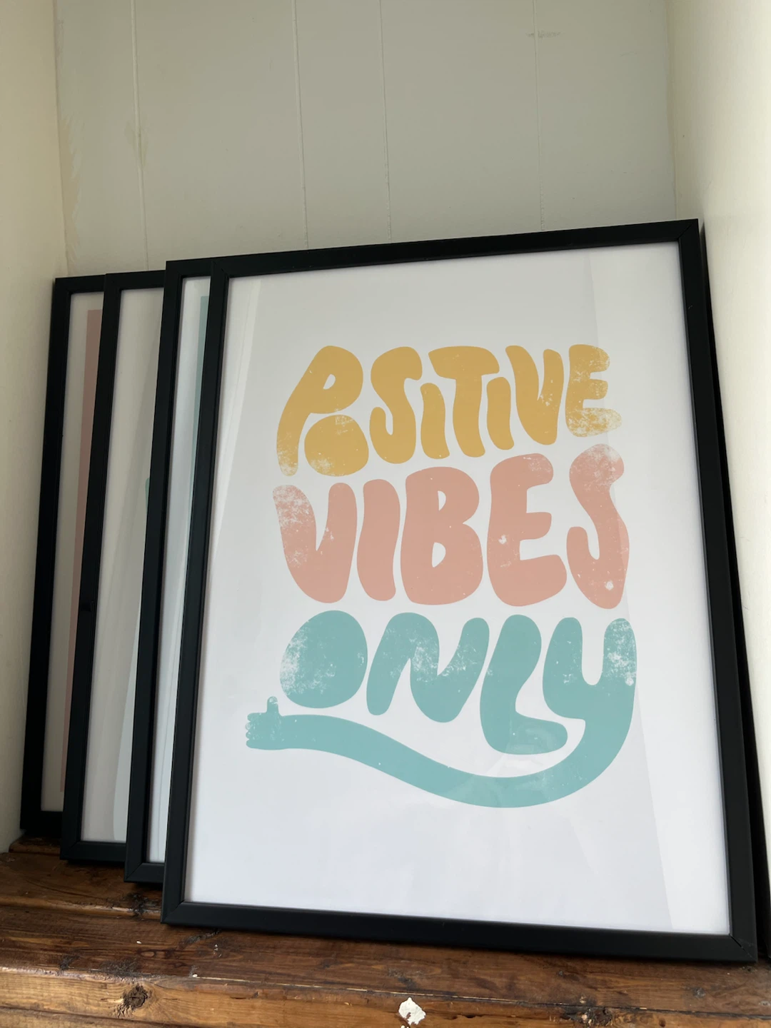 4 Funky Word Prints with Black Pictures Frames - photo 4