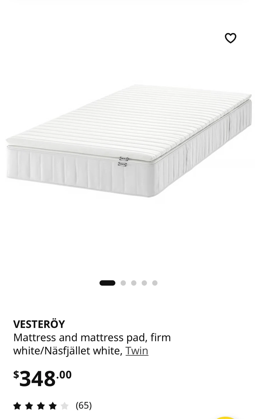 IKEA VESTERÖY Twin Mattress & Pad - photo 2