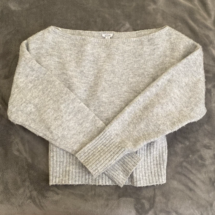 Gray Slouchy Off The Shoulder Garage Sweater