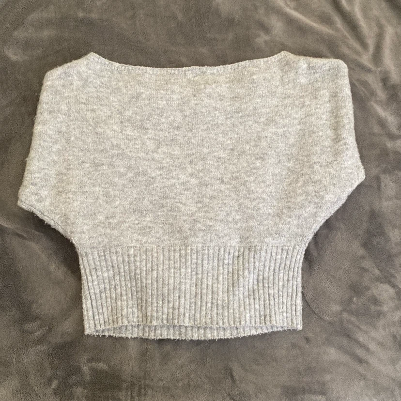 Gray Slouchy Off The Shoulder Garage Sweater - photo 2