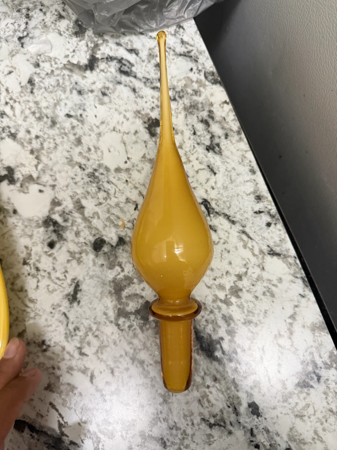 VTG Italian Empoli 2-Tone Butterscotch Amber Genie Glass Bottle - photo 4