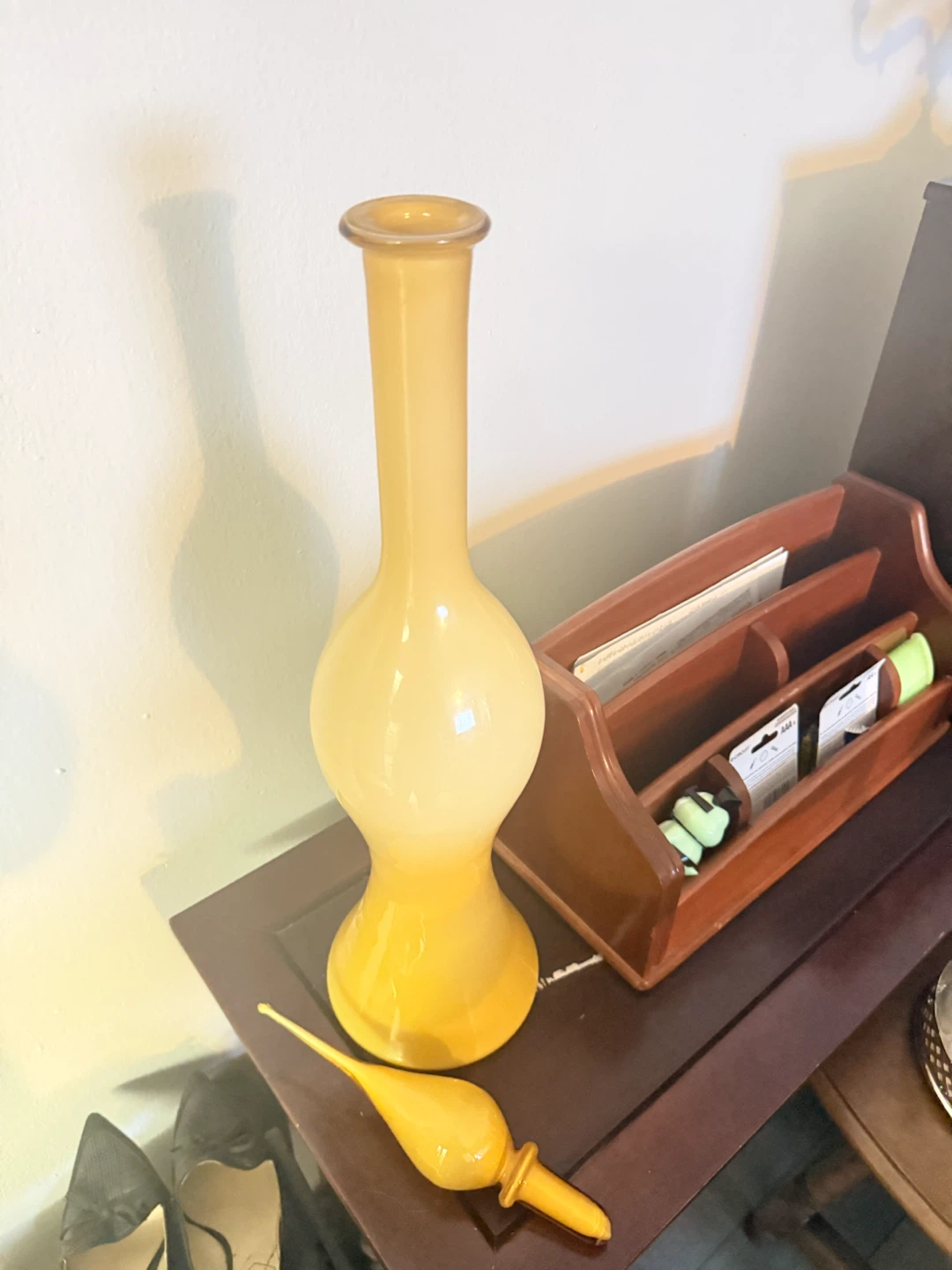 VTG Italian Empoli 2-Tone Butterscotch Amber Genie Glass Bottle - photo 5