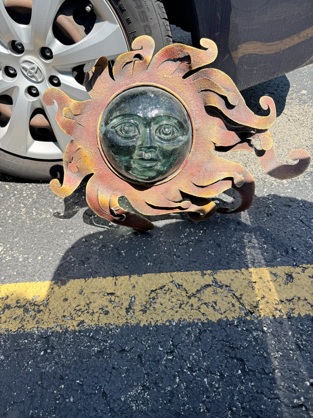 VTG Celestial Colored Glass Sun Face Wall Decor/Candle Holder - photo 2