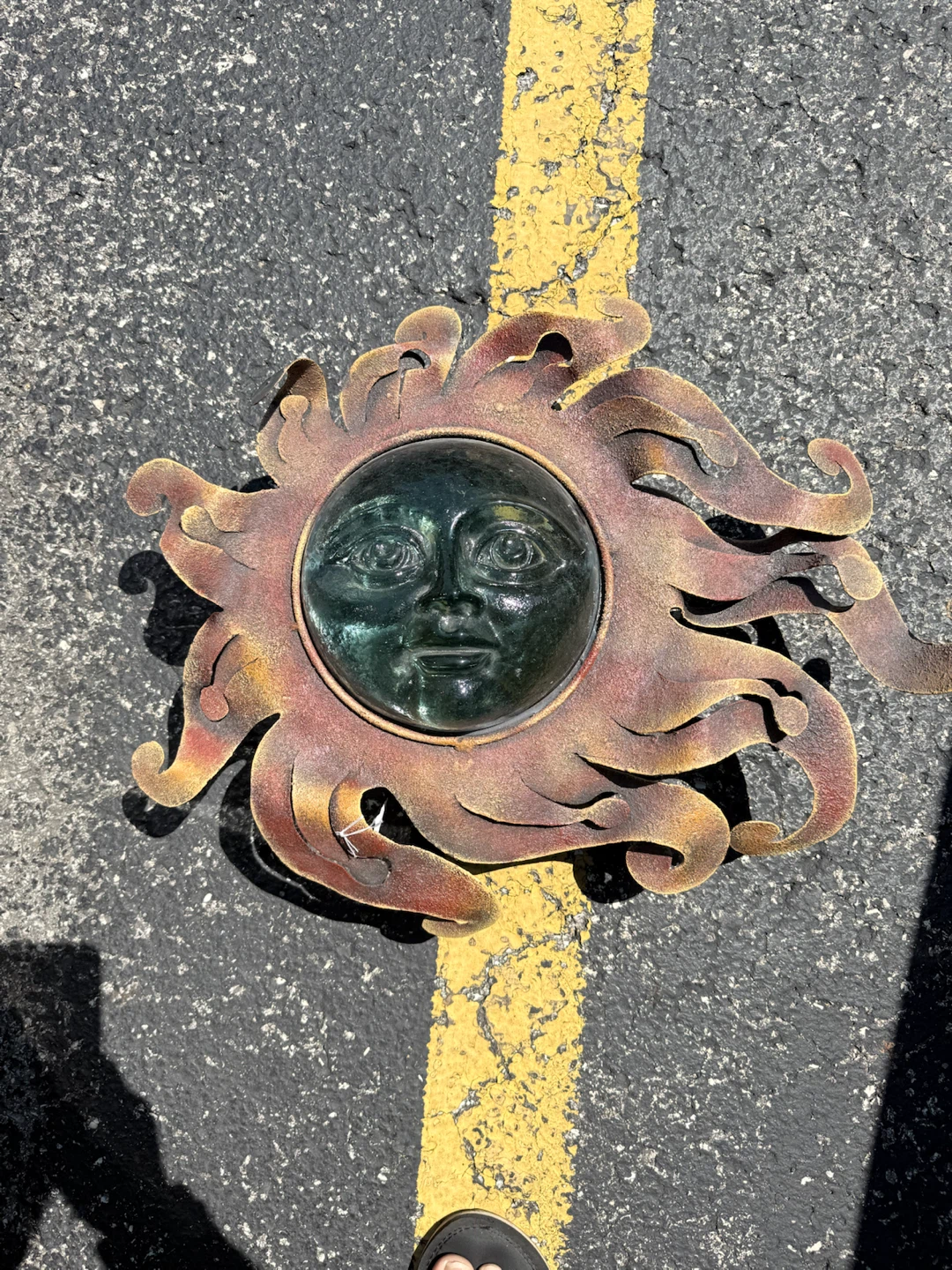 VTG Celestial Colored Glass Sun Face Wall Decor/Candle Holder - photo 4