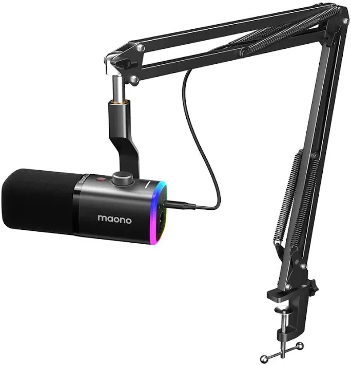 Maono PD100X USB/XLR Dynamic Microphone Boom Arm Bundle